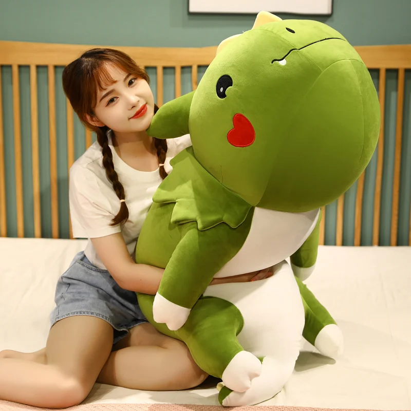 80/120cm Giant Lying Dinosaur Plush Toys Cartoon Dragon Dolls Bed Sleeping Cushion Stuffed Soft Toy Xmas Gift