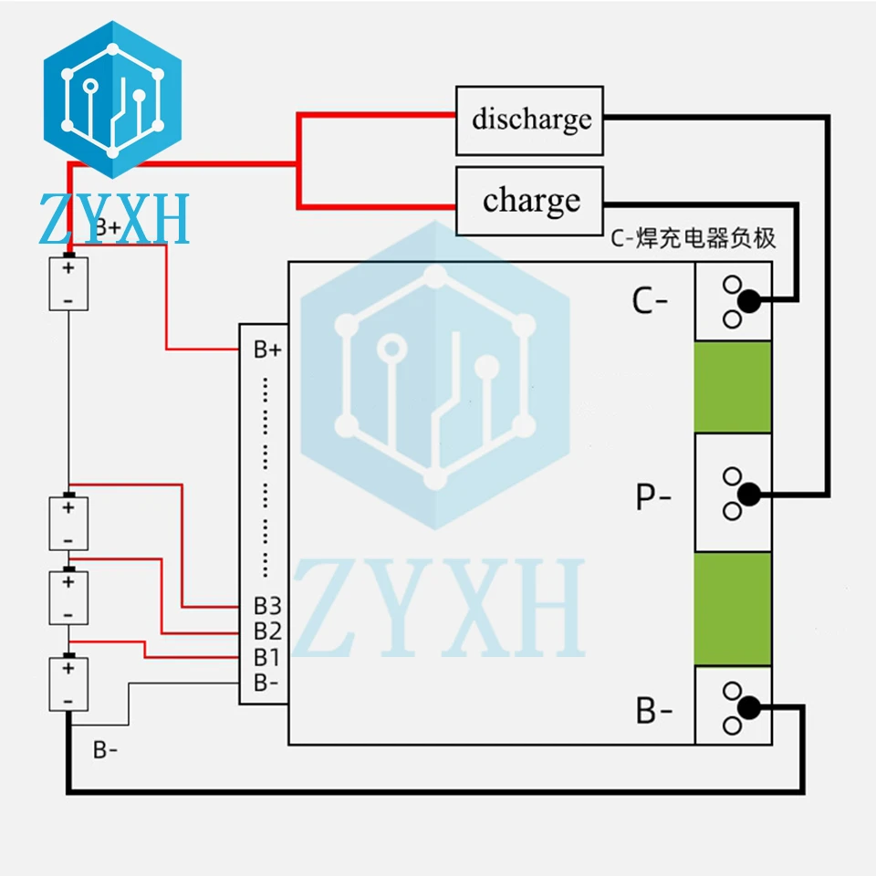 BMS 13S 35A 48V Li-ion Lithium 18650 Battery Pack Charge Board Split Port Balancer PCB Short Circuit Protection For Escooter