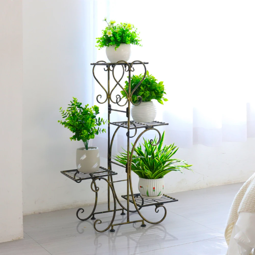 Metal Plant Shelf Flower Display Stand Garden Planter Holder with 4 Tier Shelves Indoor (Black) image 6