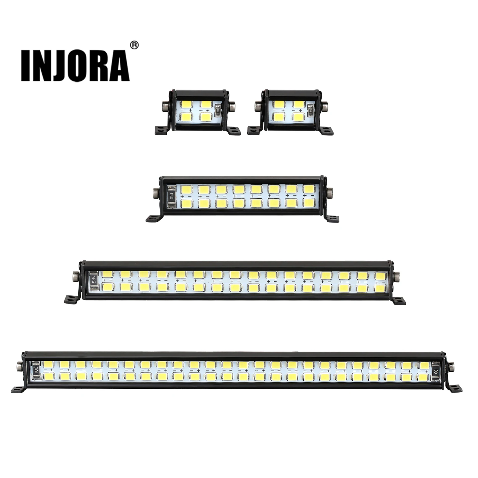 INJORA Bright Light Bar 17/52/102/147mm dla 1/10 gąsienica RC oś samochodu SCX10 90046 TRX-4 TAMIYA CC01 D90 Redcat