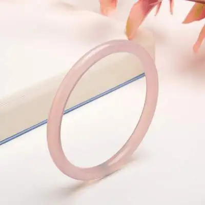 

Zheru Jewelry Natural Agate Chalcedony Light Pink 54-62mm Bracelet Elegant Princess Jewelry Gift for Mom and Girlfriend