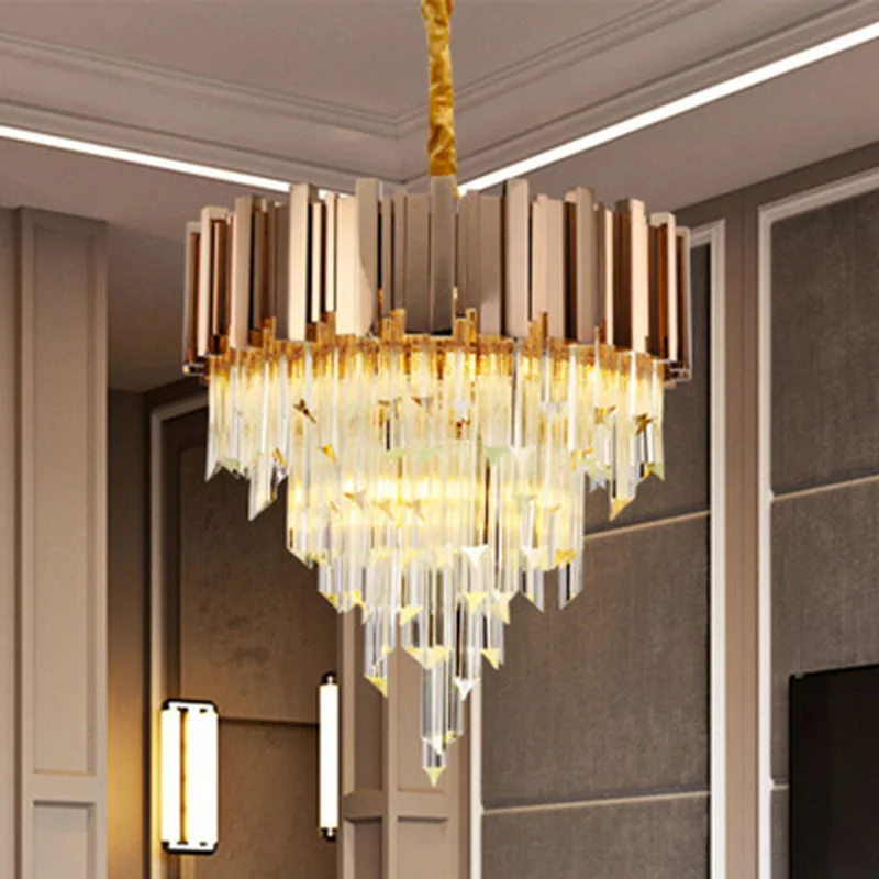 

Rose Gold Modern Chandelier Lighting Luxury LED Hanging Crystal Lamp Living Room Dining Room LED Cristal Lamp Lustre