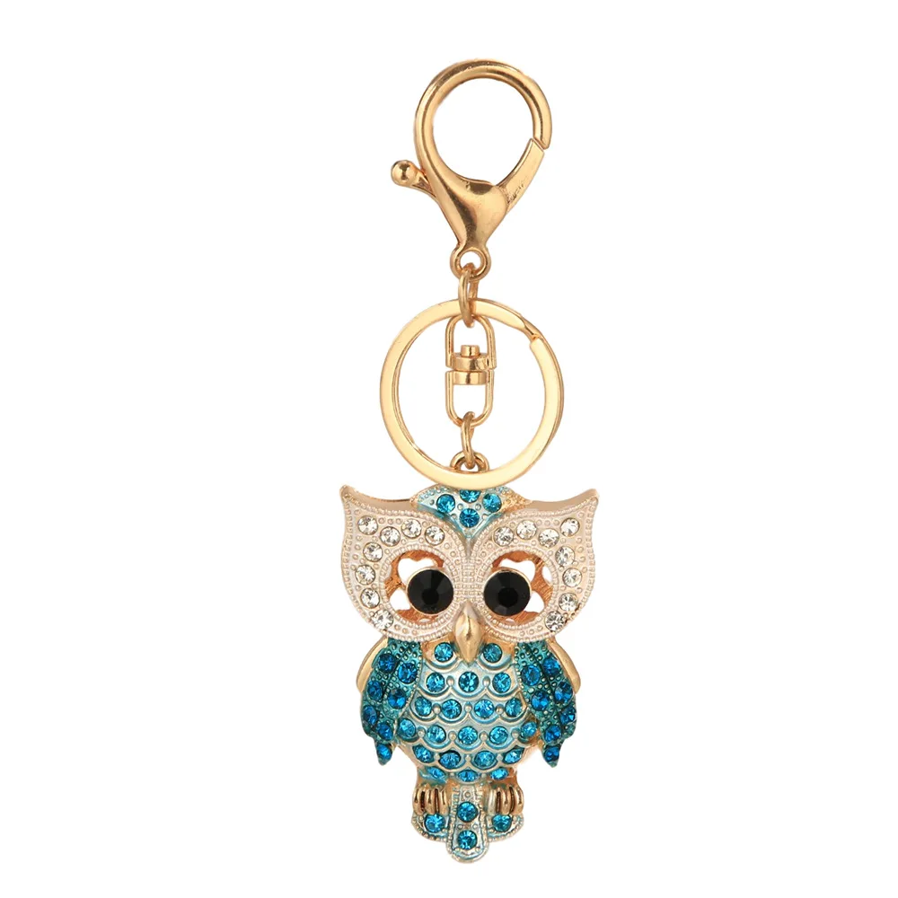 2023 Fashion Owl Keychain Charm Animal Pendant Jewelry Handbag Purse Bag Key Ring Women Ornament Car Key Chain Gift 3 Color
