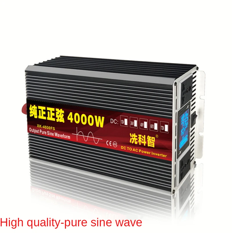 Car Inverter 12V/24V 220V 3000/4000W Voltage transformer Pure Sine Wave Power Inverter DC12V to AC 220V Converter+ LED Display