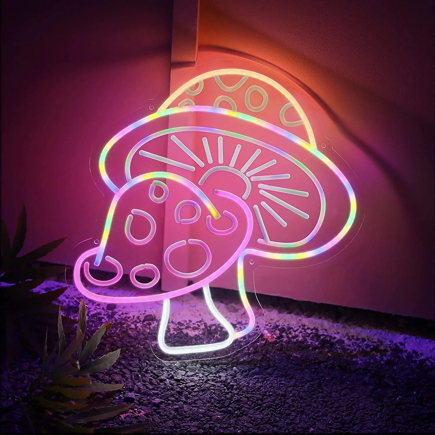 

3D Mushroom Neon Light Signs for Wall Decor Colorful Wall Hanging Neon Light Room Home Bedroom Party Bar Wedding Decoration