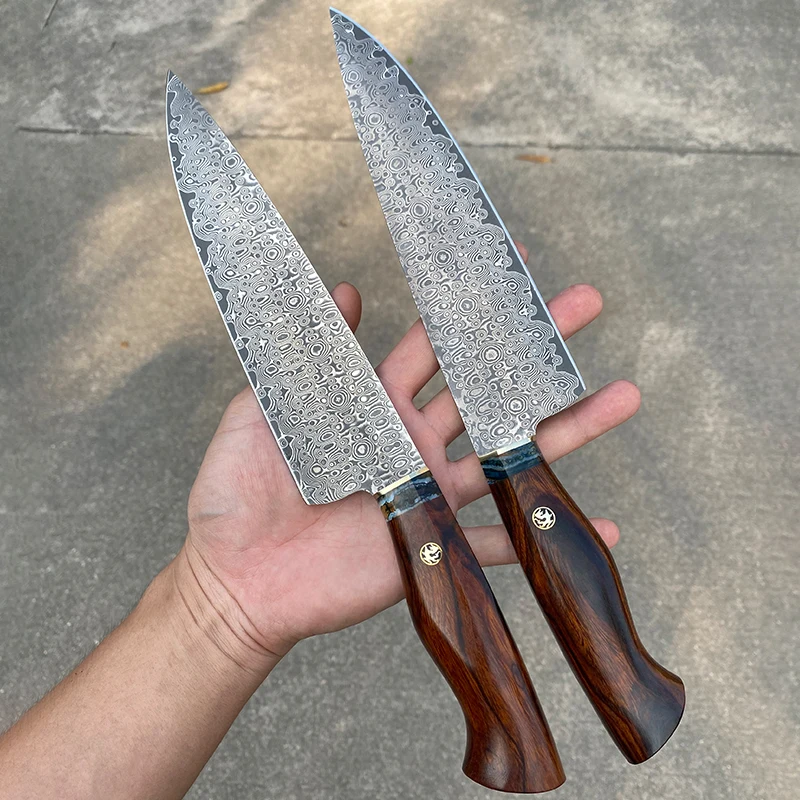 PEDWIFE 8Inch Gyuto Dao Tay Thép Damascus Đầu Bếp Dao Với Vỏ Bọc Sa Mạc Gỗ Lim Nhật Bản Rau Củ Dao Dụng Cụ Nấu Ăn