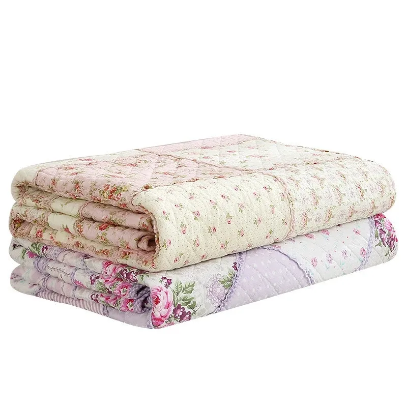 Floral Print Cotton Quilt Bedspread on The Bed Applique Duvet Quilted Blanket European Coverlet Plaid Cubrecam Bed Cover Colcha