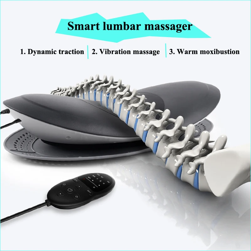 Lumbar Spine Massager Neck Lumbar Traction Multifunctional Inflatable Hot Compress Vibration Air Pressure Waist Massager Warm