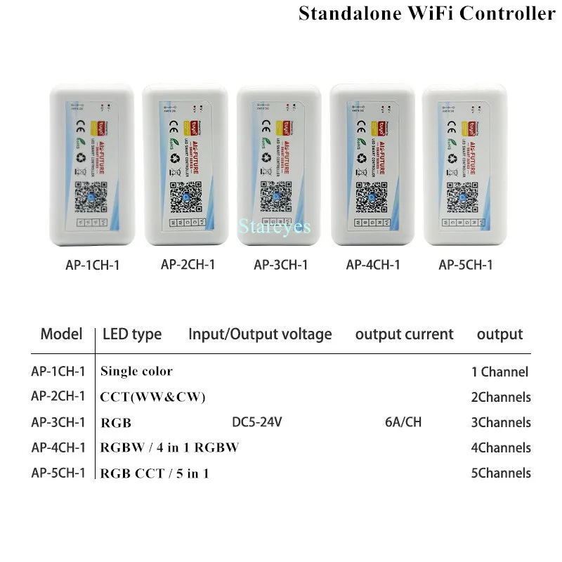 Controlador inteligente WiFi Tuya Alexa Google Home Voice DC5-24V atenuador de un solo color CCT RGB RGBW RGBCCT 5 en 1 aplicación de tira LED 2,4G