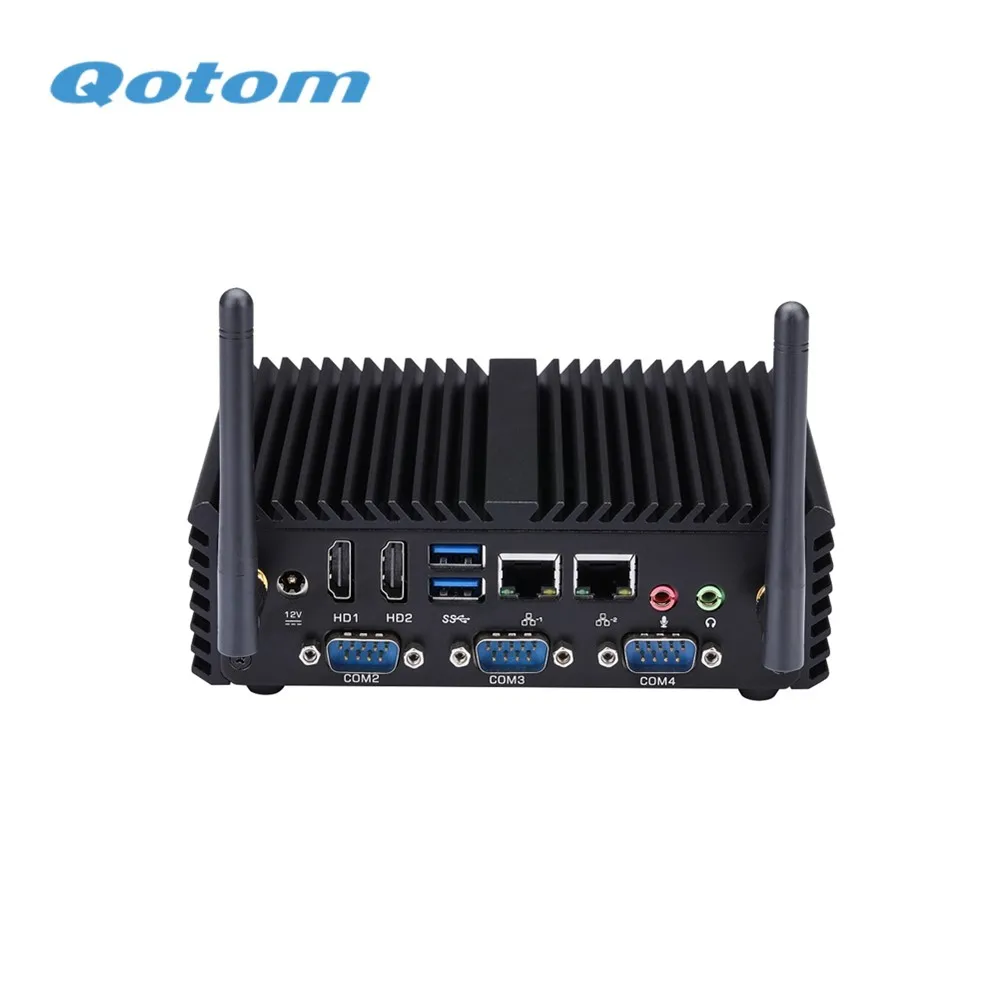 

QOTOM Industrial Computer Fanless Q450P i5-4200U AES-NI 4 COM GPIO WIFI 3G 4G for home/office/bank POS KIOSK PC