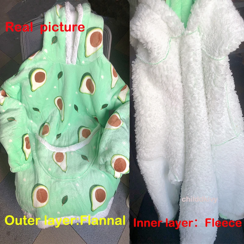 Oversize Winter Sherpa Blanket Plush Polar Fleece Family Matching Hoodie Girl Sweatshirt Homewear , if need 2pcs, plz order 2