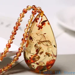 Baltic Flower Drops Pendant Natural Amber Beeswax Necklace Pendant Jewelry for Men and Women Necklaces Jewelry Necklace
