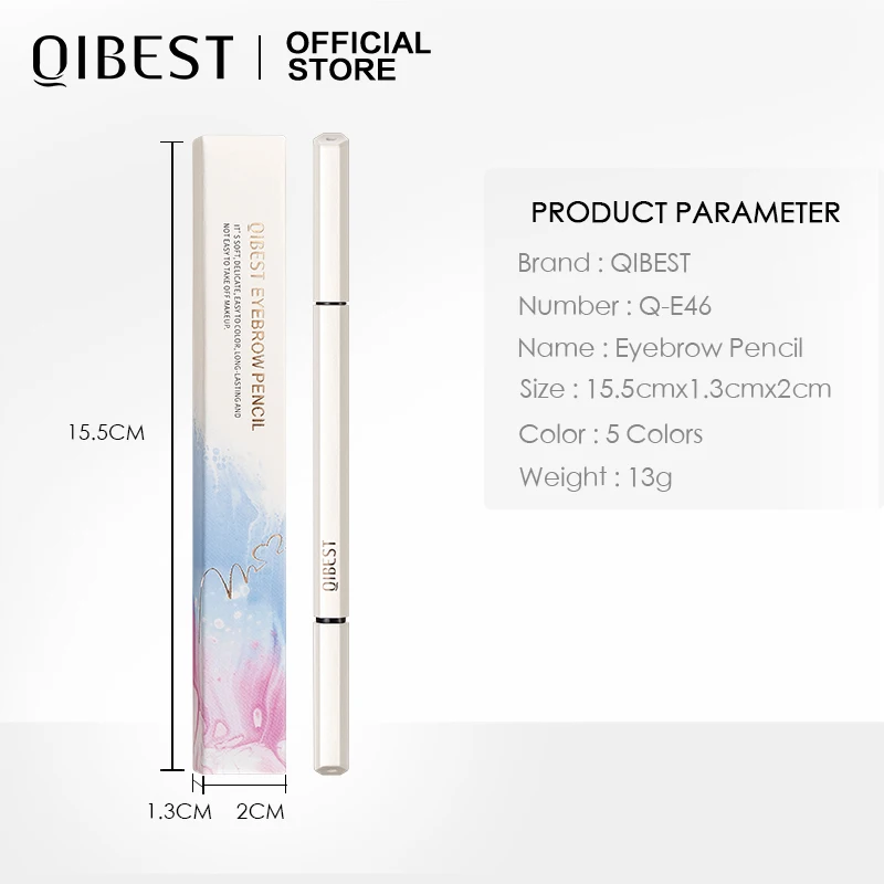 QIBEST-lápiz de cejas triangular ultrafino, decodificador de cejas preciso de larga duración, resistente al agua, maquillaje de cejas Rubio marrón,