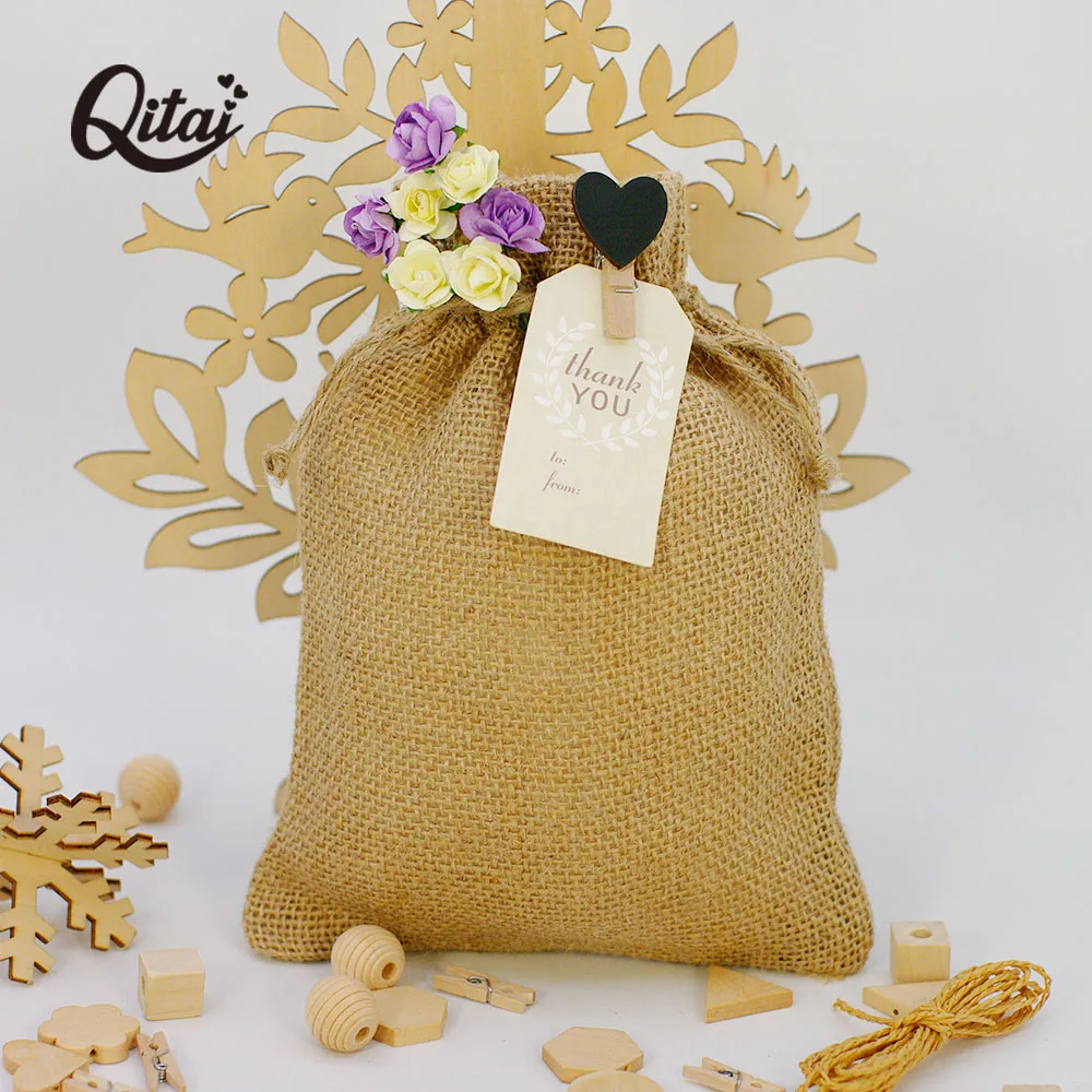 2PCS/SET Jute Bags Gift Drawstring Pouch Gifts Box Packaging Bags For Gift Linen DIY Jewelry Display Wedding Sack Burlap YM001