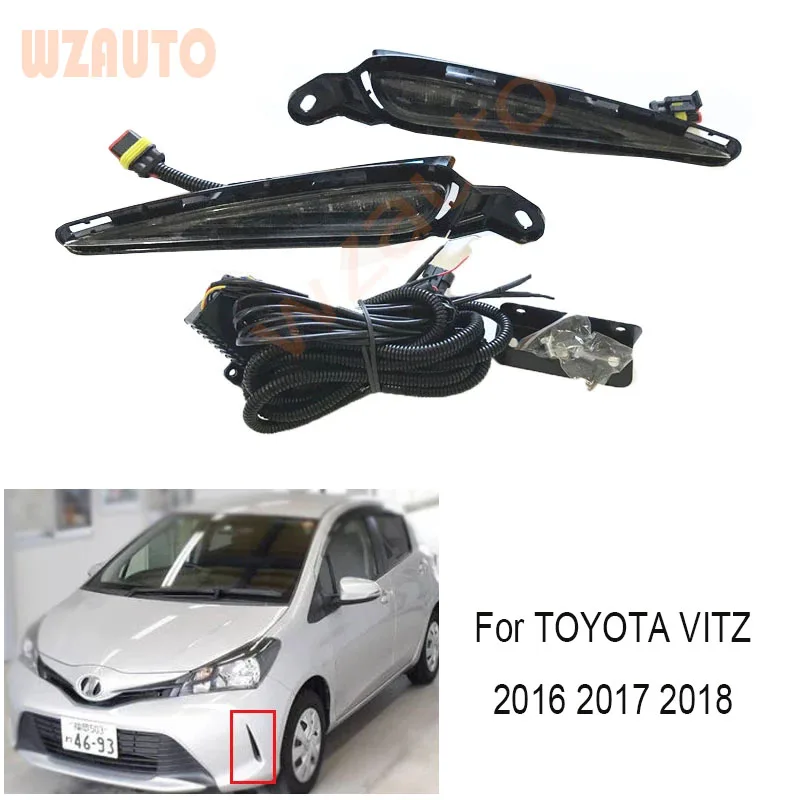 

Front Bumper Lamp Turn Signal Function LED DRL Fog Light Harness Set For TOYOTA VITZ 2016 2017 2018