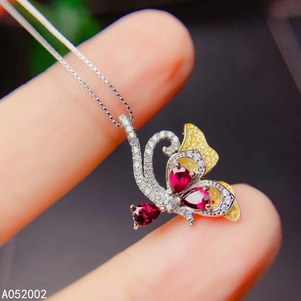 

KJJEAXCMY fine jewelry natural garnet 925 sterling silver new women pendant necklace chain support test trendy hot selling