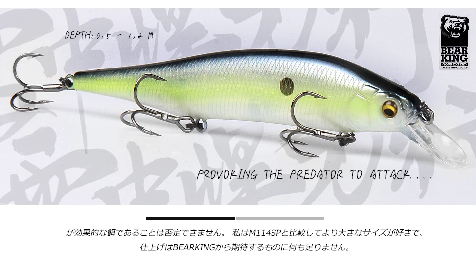 M114 BEARKING 115 mm 15 g Gewichtssystem Top Fishing Hard Lures Bait Minnow Crank Wobbler Qualität Tackle Haken – Detail 5