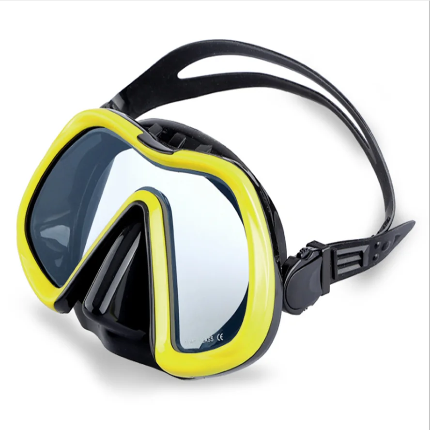 Large round frame anti-fog film tempered glass single lens liquid silicone mask diving goggles snorkeling mask