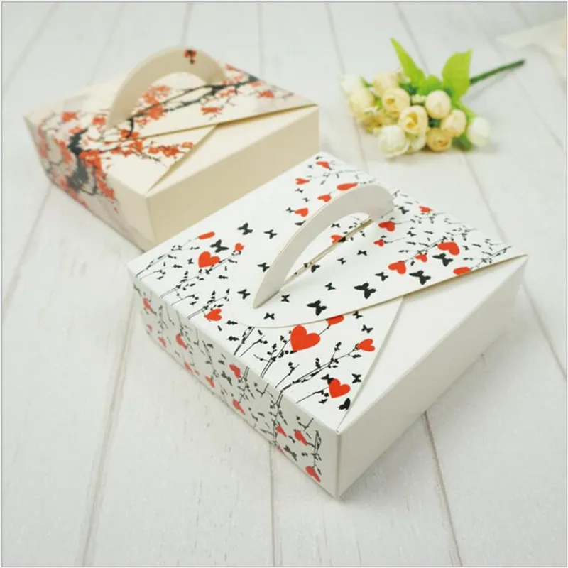 FREE SHIPPING Butterfly Hearts printed box, Floral Print cake box, gift packaging box, Bakery pastry packaging  50PCS