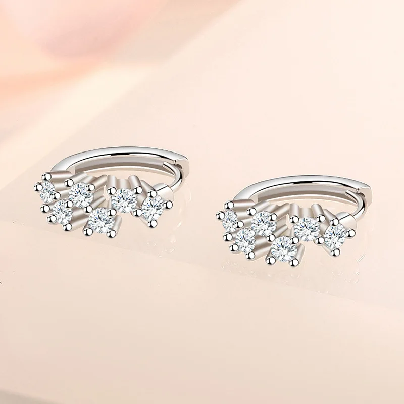 2020 NEW HOT SALE 100% Real 925 Sterling Silver Crystal Circle Earring For Women Making Jewelry Gift Wedding Party Engagement