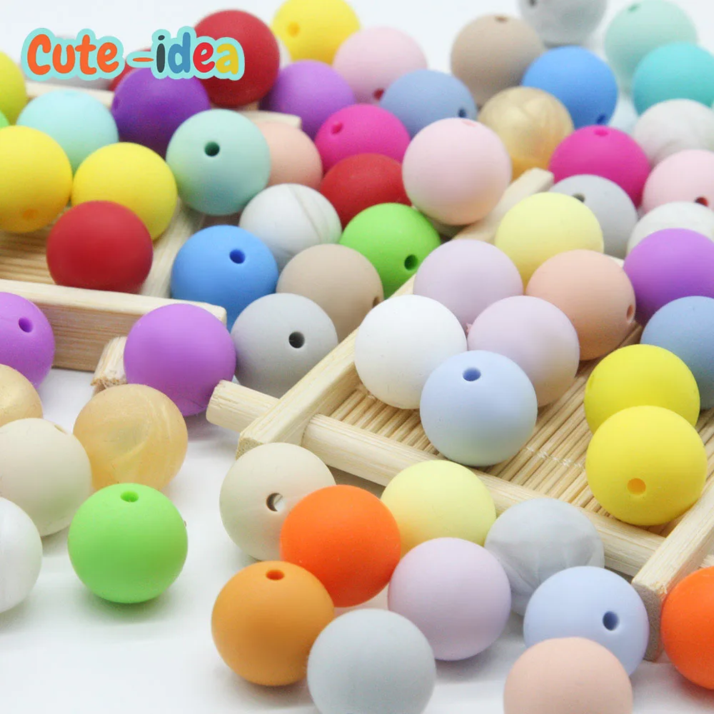 Cute-idea 19mm Silicone Beads 10pcs Food Grade Round BPA Free Teething  Beads DIY Baby Pendant Nursing Necklace Pacifier Chains