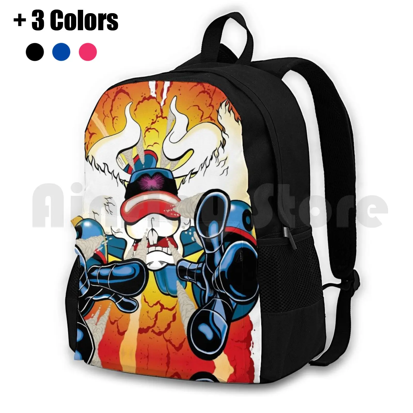 Robotoon : Bunny Blast Outdoor Hiking Backpack Riding Climbing Sports Bag Worlds Greatest Aussie Comic Superhero Robot Rabbit