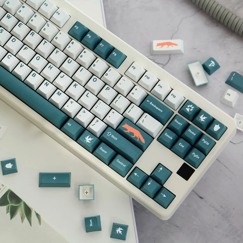 145 Kunci/Set GMK Fox Keycaps PBT Dye Sublimasi Key Caps Cherry Profile Keycap dengan 1.75U 2U Shift