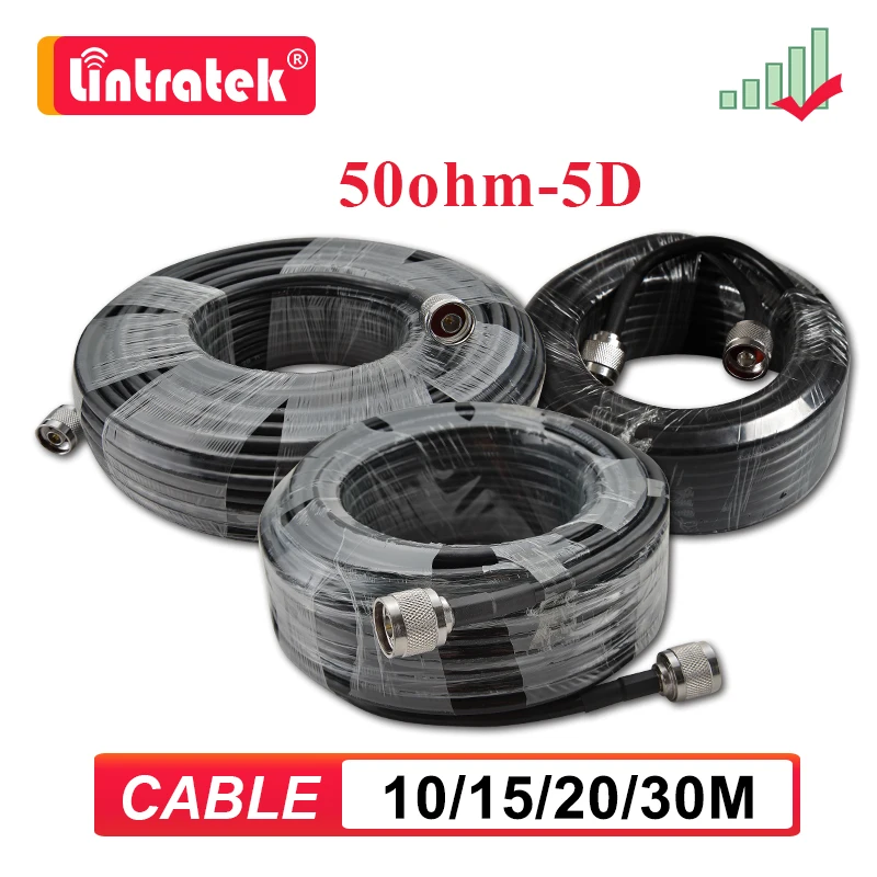 Lintratek 10-30m meter 5D Coaxial Cable 50ohm N Male to N Male For 2G 3G 4G Cell Mobile Phone Signal Booster Repeater Amplifier