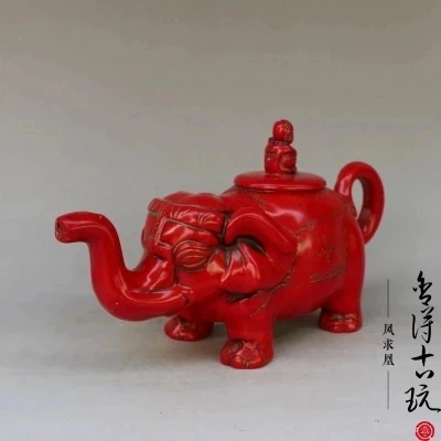 Imitate red coral (elephant. kettle) ornaments for home decoration