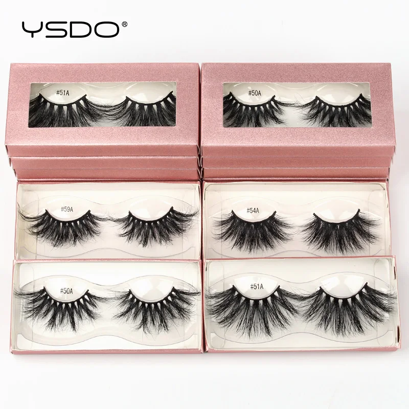 YSDO 25มม.ขนตาขายส่ง10/20/100คู่25มม.3D Mink Lashes แต่งหน้ายาว5D Real Mink Eyelashes จำนวนมากหนา Fake Lashes