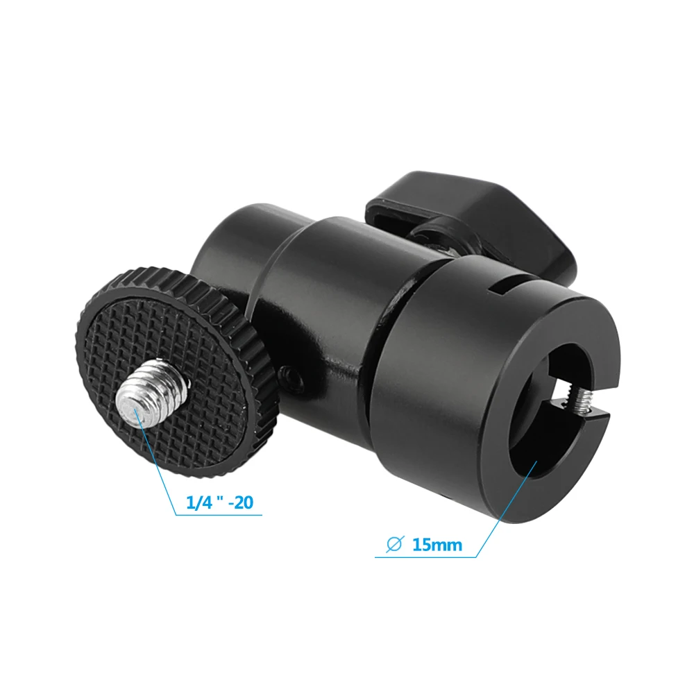 CAMVATE تنوعا الكرة رئيس محول حامل مع 1/4 "-20 ذكر الموضوع جبل و القياسية 15 مللي متر قضيب ميناء ل على شاشة كاميرا دعم