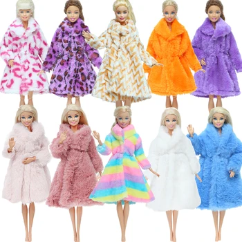 Multicolorido manga longa casaco de pele macia casaco de pelúcia vestido roupa de inverno acessórios de desgaste quente para 30cm roupas de boneca crianças brinquedo presente