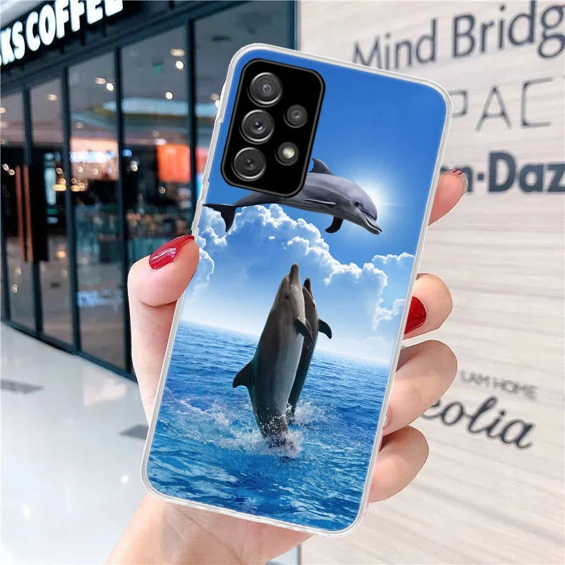 Sea animal cute dolphin For Samsung Galaxy A15 A14 A13 A12 A55 A54 A53 A52 Phone Case A32 A35 A34 A33 A25 A24 A23 A22 A04S A03S
