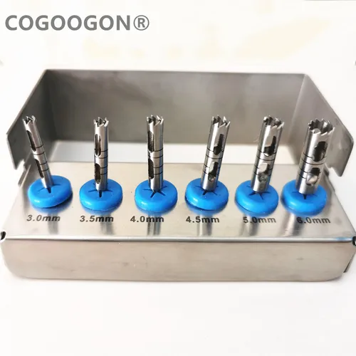 Kit de implantes dentales, instrumentos quirúrgicos, Trephine, Bur, largo, 6 piezas, nuevo