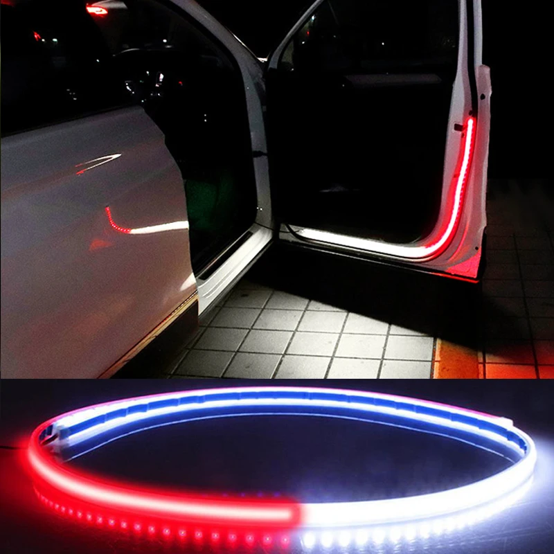 

Fit For ALL Cars Door LED Warning Light Flexible Dual Color Strip Lighting White & Red Sequential Switchback Safety Strobe Lamp