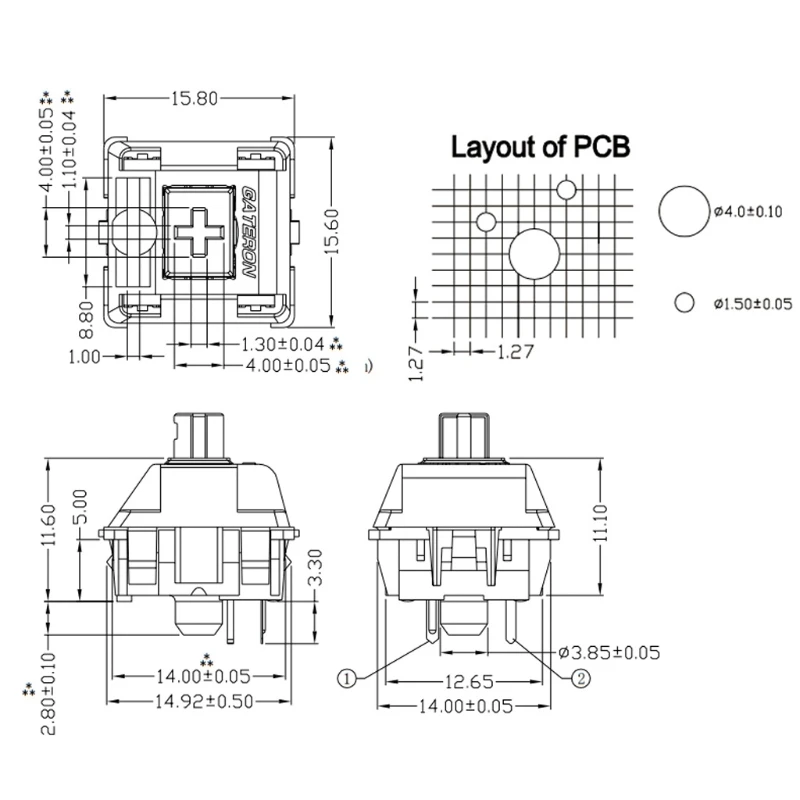 Gateron-مفاتيح Gateron SMD ، أسود ، أحمر ، بني ، أزرق ، شفاف ، أخضر ، أصفر ، 3 سنون ، WXTB