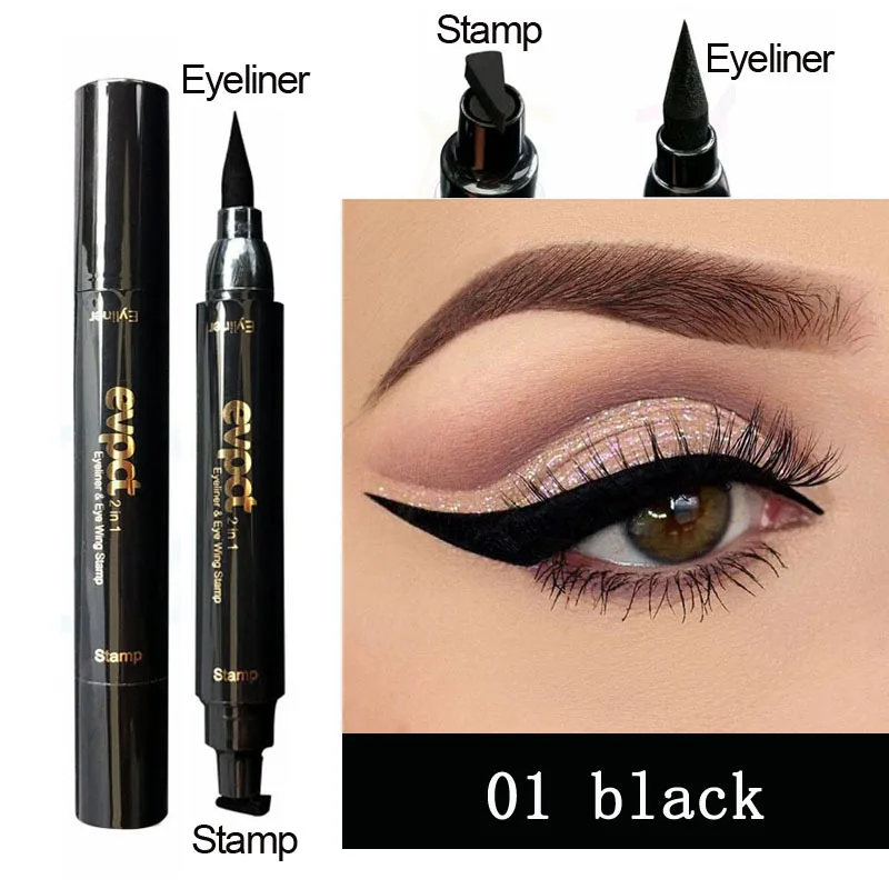 7 Colorful Hot Liquid Eyeliner Stamp Pencils Double-Headed Thin Wing Seal Waterproof Makeup Eye Liner Blue Black Brown TSLM1