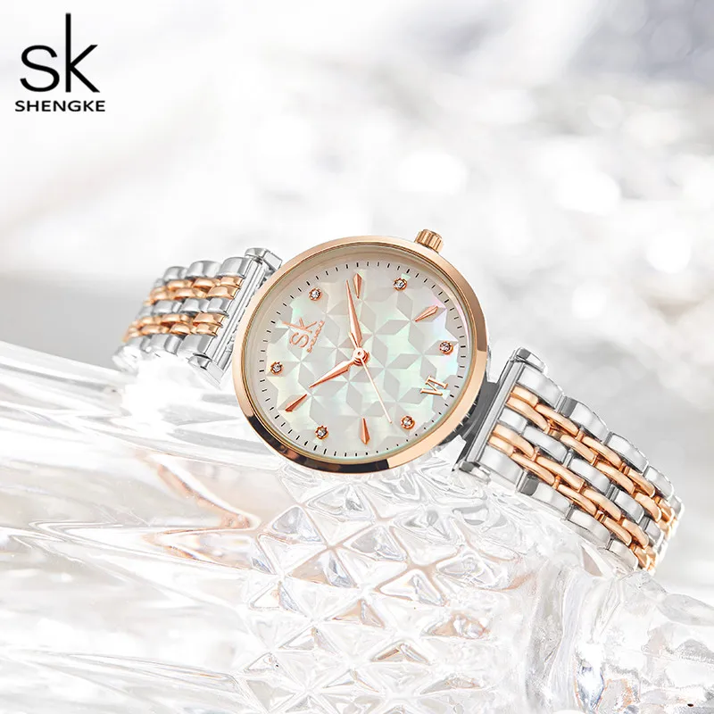 Shengke Brand Luxury Bracelet Women Watch Rosegold Wristwatch for Women Japanese Quartz Original Design Watch Relogio Feminino