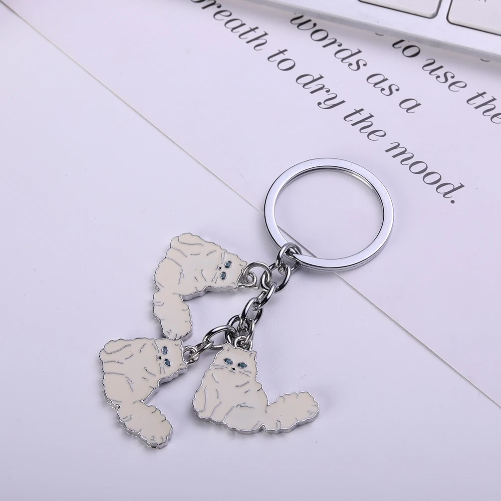 Cute lovely cat Keychain Animal Key Chain car Keyring Accessories Pet Jewelry Women bag Charms gifts