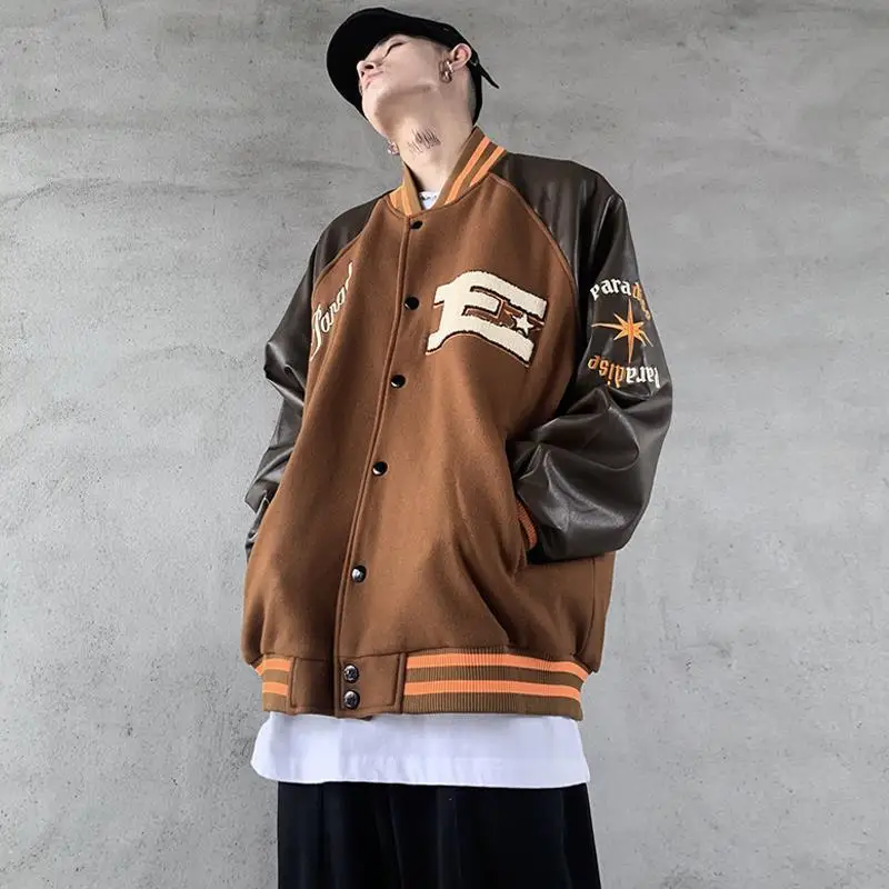 

Spring and autumn American retro stitching baseball uniform jacket men and women hip-hop oversize casual jacket
