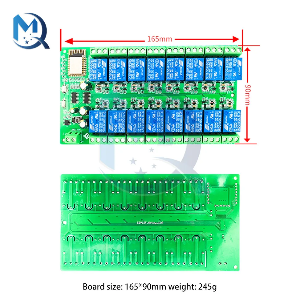 DC 5V 12V 24V ESP8266 WIFI 16 Channel Relay Module ESP-12F Development Board Large Capacity 4MByte Flash Relay Module