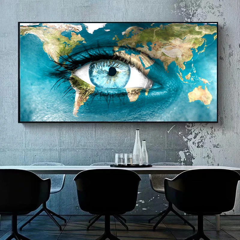 

Abstract Canvas Painting Eye Ocean Land Map Wall Art Picture Prints and Poster Modern Posters For Living Room Home Decor