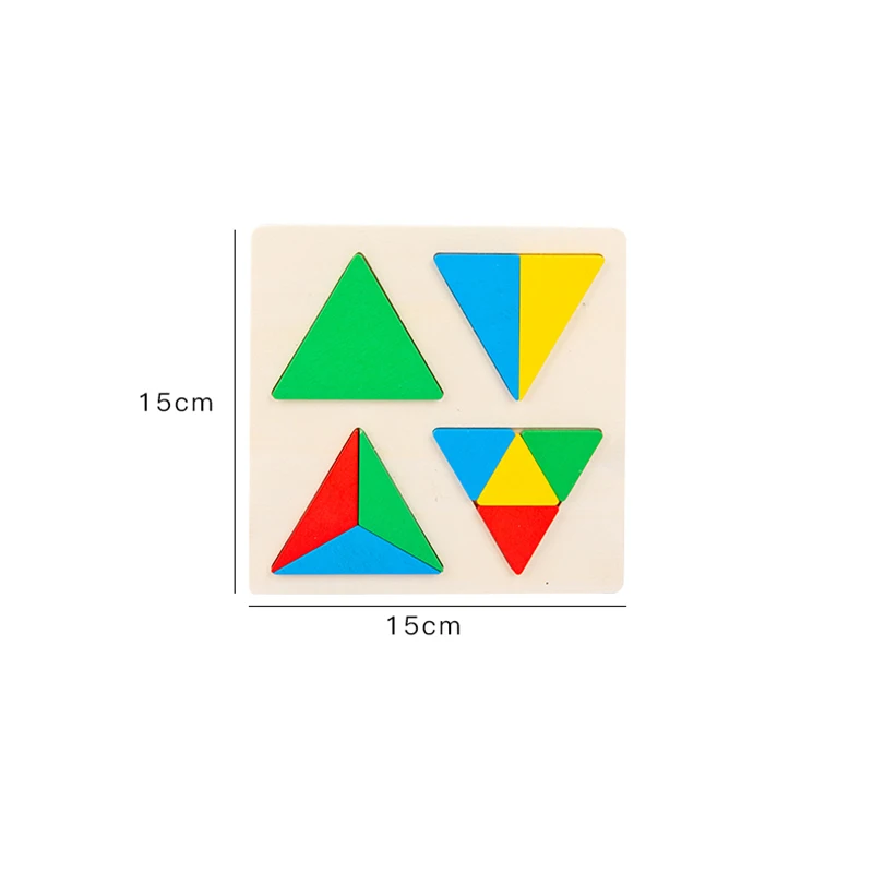 몬테소리 나무 기하학 모양 분할 보드, 삼각형 원형 사각형 수학 장난감, 남녀공용 선물, 어린이 견인 장난감, 5 in 1