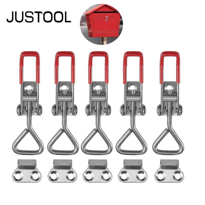 Justol 5 개 캐비닛 상자 래치 레버 핸들 클램프 캐치 잠금 휴대용 조절 걸쇠 잠금 서랍 래치 가구 하드웨어