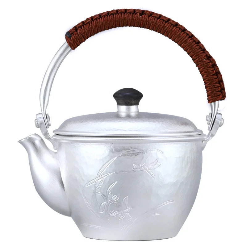 Teapot, kettle, hot water teapot, iron teapot, stainless steel kettle, tea bowl, 300ml capacity, handmade S999 sterling silver t