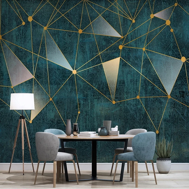 Modern Minimalistic Geometric Lines Blue 3D Murals Wallpaper Living Room TV Background Home Decor Wall Cloth Waterproof For Wall