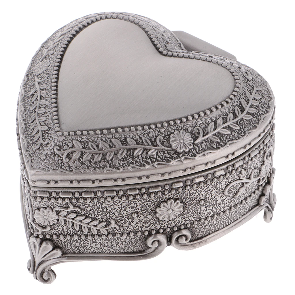 

Heart Shape Jewelry Box Flowers Sculpture Trinkets Jewelry Box Organizer