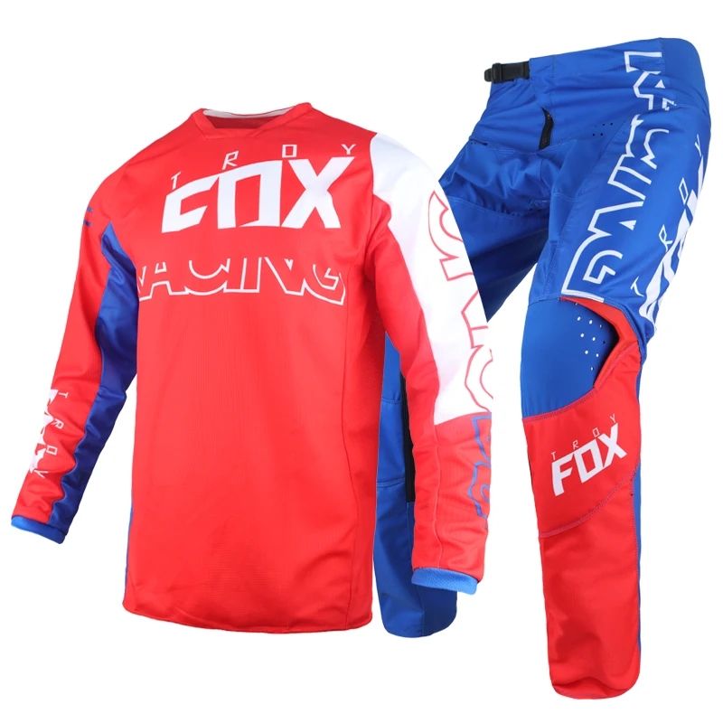 Conjunto de equipo de carreras de Motocross para hombre, Skew y pantalones de Conjunto de Jersey, traje de Moto de calle, color azul y rojo, 2022,