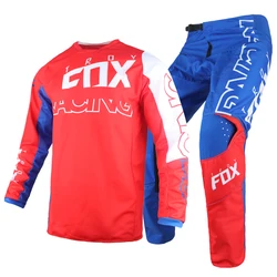 Conjunto de equipo de carreras de Motocross para hombre, Skew y pantalones de Conjunto de Jersey, traje de Moto de calle, color azul y rojo, 2022, 180