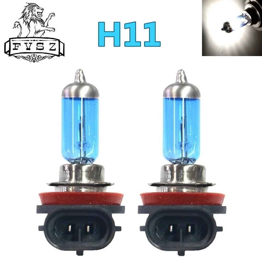 2Pcs H11 12V 55W 5600K Car Halogen Headlamp Bulbs Super Bright White Auto Quartz Xenon Front Fog Lights